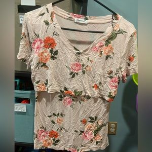 Pink Floral Nursing Top Size Small